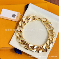 驢家歐美鈦鋼古巴手鏈嘻哈竹節淬火系列情侶拼色拼接項鍊