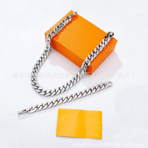 驢家歐美鈦鋼古巴手鏈嘻哈竹節淬火系列情侶拼色拼接項鍊