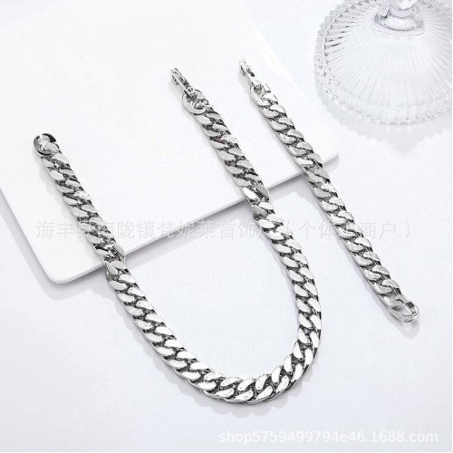 驢家歐美鈦鋼古巴手鏈嘻哈竹節淬火系列情侶拼色拼接項鍊