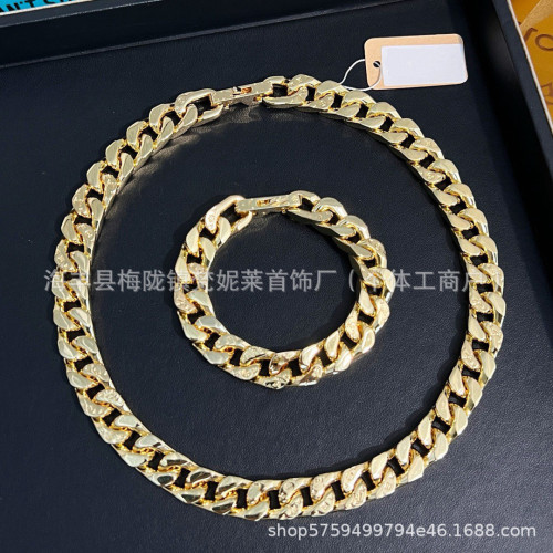 驢家歐美鈦鋼古巴手鏈嘻哈竹節淬火系列情侶拼色拼接項鍊