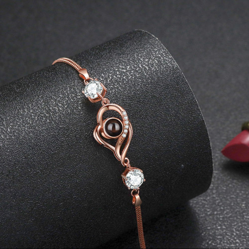 S925純銀手鏈女100種語言投影鑲鑽 小衆設計爆款時尚潮流手飾