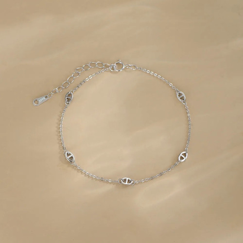 s999足銀經典簡約豬鼻子鏈條手鏈女ins風時尚高級感