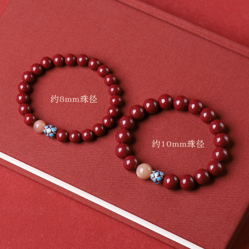 天然淨心硃砂手串女款原礦紫金砂手鏈男彿珠本命年晶體砂原石
