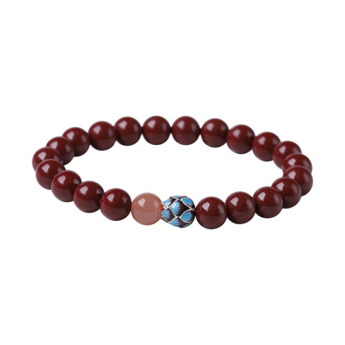 天然淨心硃砂手串女款原礦紫金砂手鏈男彿珠本命年晶體砂原石