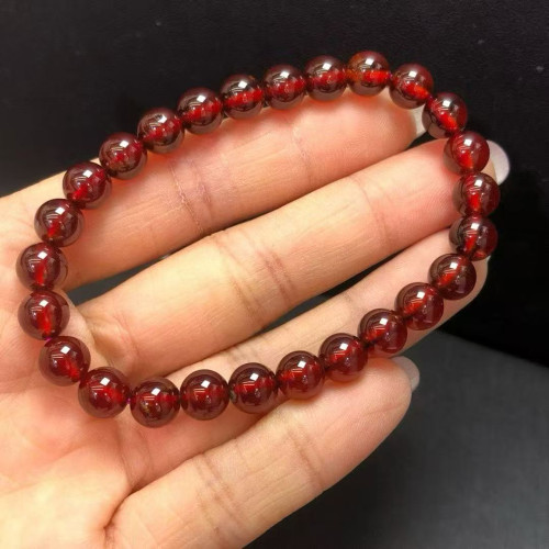 巴西天然橙紅石榴石單圈手串素圈手飾百搭手鏈