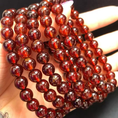 巴西天然橙紅石榴石單圈手串素圈手飾百搭手鏈