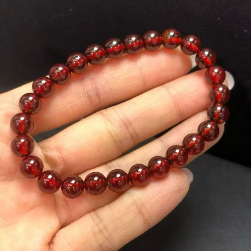 巴西天然橙紅石榴石單圈手串素圈手飾百搭手鏈
