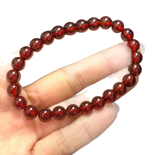 巴西天然橙紅石榴石單圈手串素圈手飾百搭手鏈