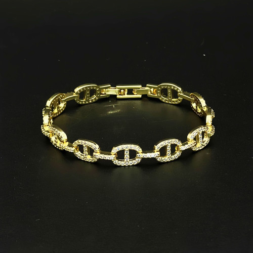 歐美氣質輕奢滿鑽鋯石豬鼻子手鏈高版本嘻哈 歐美氣質輕奢滿鑽鋯石豬鼻子手鏈高版本嘻哈