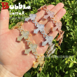 歐美十字架無限8手鏈銅鑲鋯石嘻哈個性時尚男女款嘻哈手鏈