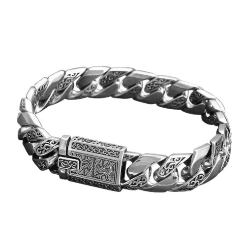 文藝範高級感精工唐草紋龐克手鏈個性男士復古歐美風嘻哈手鏈