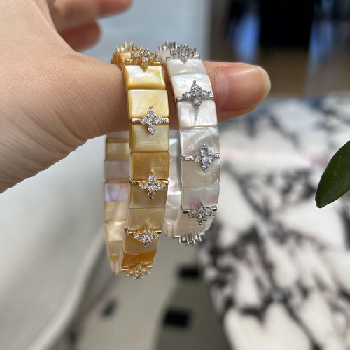 天然白蝶貝手串手鏈串珠手飾天然方形手鏈輕奢高級感女士手鏈手牌