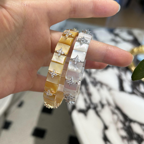 天然白蝶貝手串手鏈串珠手飾天然方形手鏈輕奢高級感女士手鏈手牌