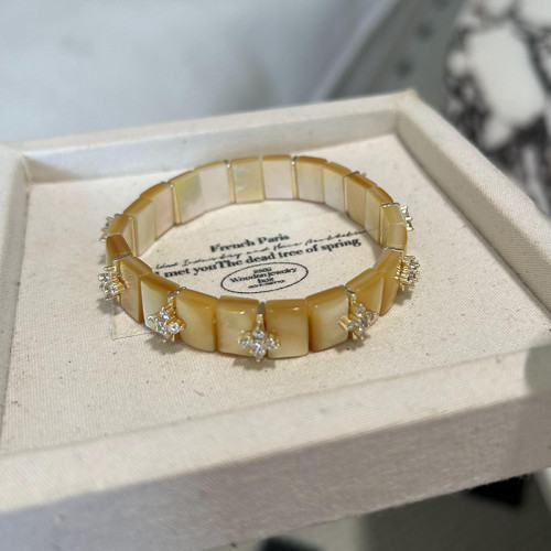 天然白蝶貝手串手鏈串珠手飾天然方形手鏈輕奢高級感女士手鏈手牌