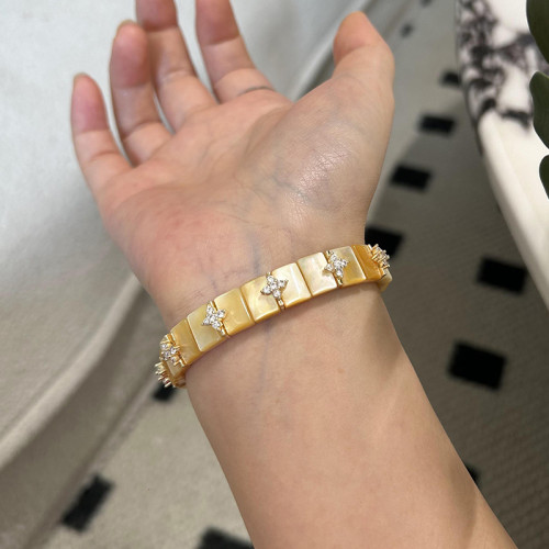 天然白蝶貝手串手鏈串珠手飾天然方形手鏈輕奢高級感女士手鏈手牌