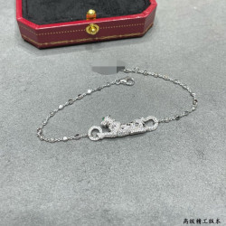 歐美高版本滿鑽豹子手鏈女V金鍍18K玫瑰金豹紋吊墜手鏈奢華手鏈