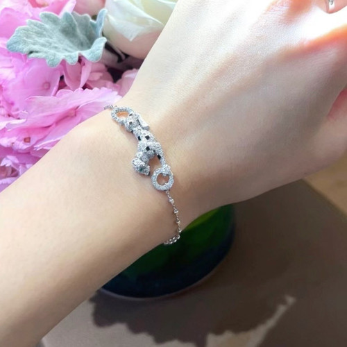 歐美高版本滿鑽豹子手鏈女V金鍍18K玫瑰金豹紋吊墜手鏈奢華手鏈