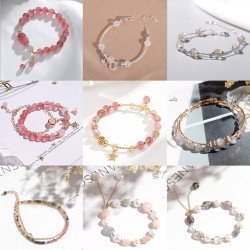 天然水晶新款韓版ins串珠閨蜜水晶手鏈女學生情侶飾品首飾