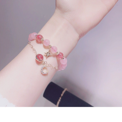 天然水晶新款韓版ins串珠閨蜜水晶手鏈女學生情侶飾品首飾