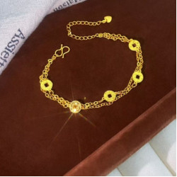 2025年新款碎冰冰銅錢五花手鏈女新中式百搭高級感小衆設計手飾品