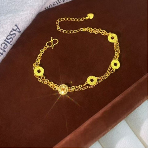 2025年新款碎冰冰銅錢五花手鏈女新中式百搭高級感小衆設計手飾品