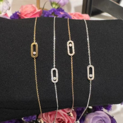 梅家單鑽滑動手鏈鍍厚金幾何鑲鑽移動閃鑽個性風潮飾品女