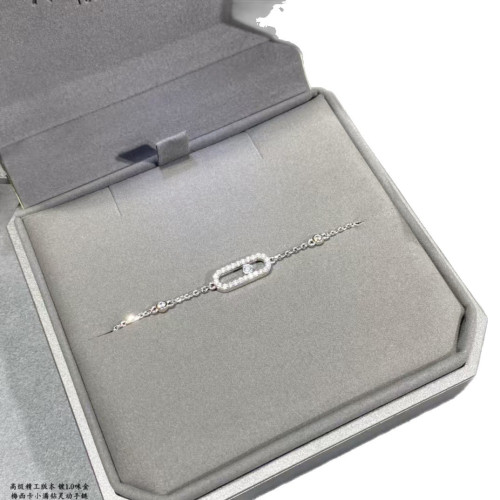 梅家單鑽滑動手鏈鍍厚金幾何鑲鑽移動閃鑽個性風潮飾品女