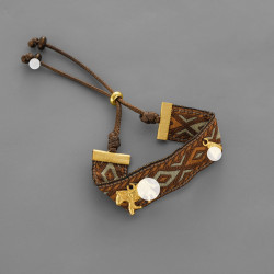 SWA*家編織斑馬手鏈 26年新款民族遊牧風小衆度假簡約寬織帶手鏈