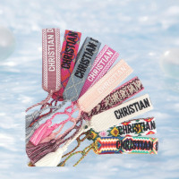 CD手鏈高貨歐美綉字字母手工編刺綉織手腕繩簡約