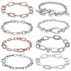 原創串珠潘家白銅鍍銀新款ME系列基礎玫瑰金手鏈DIY串珠