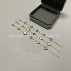 V金高版5花4花手鏈輕奢氣質老花復古原創設計小香風輕奢手飾