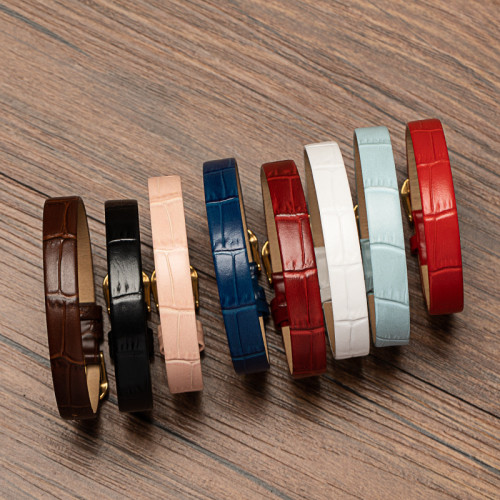 真皮手鏈手環鱷魚紋竹節紋牛皮一條過黃金飾品手環女款包邊手腕帶