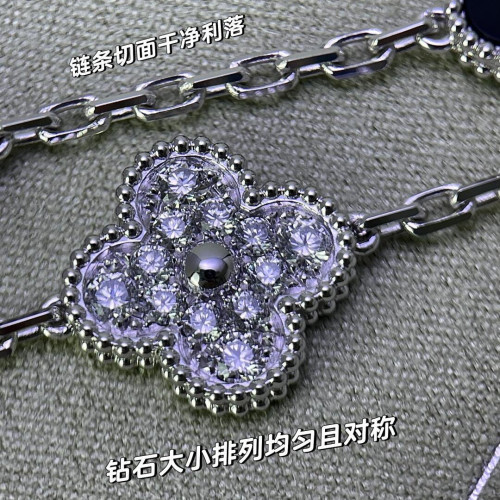 五花手鏈間鑽熊貓款V金cnc高版本鍍18k白金瘦花花朵鏈條時尚通勤