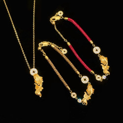 小紅書爆款吞金小錦鯉手鏈項鍊套裝女中古風復古小衆設計