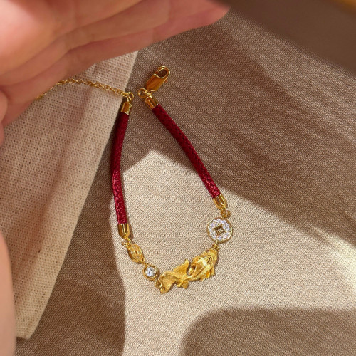 小紅書爆款吞金小錦鯉手鏈項鍊套裝女中古風復古小衆設計