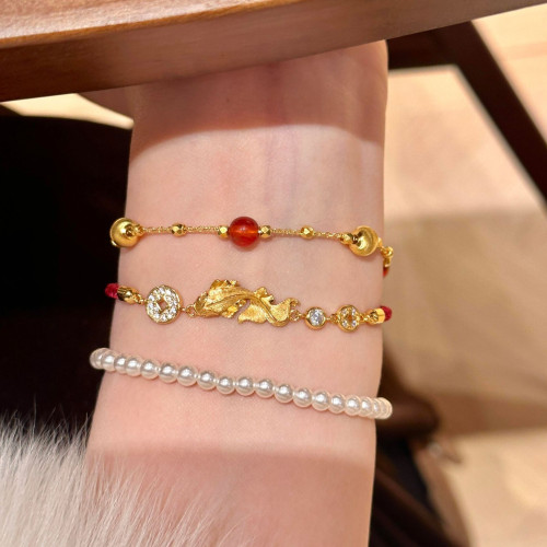 小紅書爆款吞金小錦鯉手鏈項鍊套裝女中古風復古小衆設計