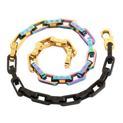 歐美嘻哈ins炫彩淬火手鏈男女潮鈦鋼個性七彩拼色方形鎖情侶手飾