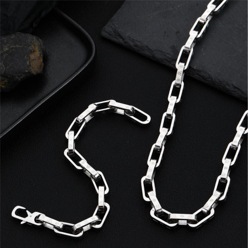 歐美嘻哈ins炫彩淬火手鏈男女潮鈦鋼個性七彩拼色方形鎖情侶手飾