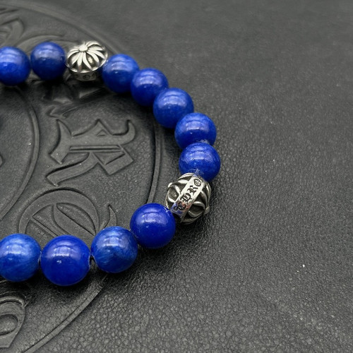 潮款飾品泰銀復古黑曜石青金石手串霸氣男女士手飾10mm經典款串珠