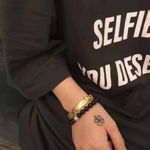 潮款飾品泰銀復古黑曜石青金石手串霸氣男女士手飾10mm經典款串珠