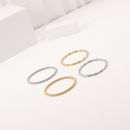 竹節手鐲 圓珠手鐲 可打開閉合 鈦鋼電鍍18k金 竹節手鐲 圓珠手鐲 可打開閉合 鈦鋼電鍍18k金