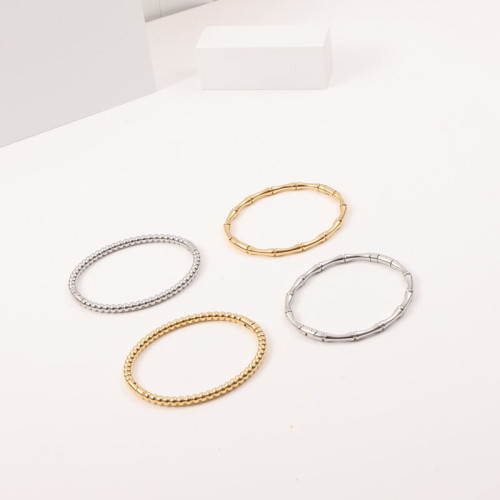 竹節手鐲 圓珠手鐲 可打開閉合 鈦鋼電鍍18k金 竹節手鐲 圓珠手鐲 可打開閉合 鈦鋼電鍍18k金