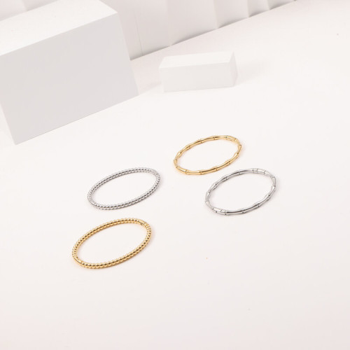 竹節手鐲 圓珠手鐲 可打開閉合 鈦鋼電鍍18k金 竹節手鐲 圓珠手鐲 可打開閉合 鈦鋼電鍍18k金