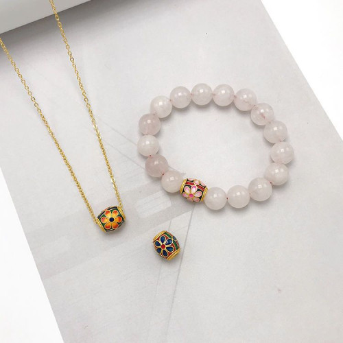 越南沙金串珠手鏈隔珠手工編織配件鍍包金琺瑯配珠手繩路路通男女