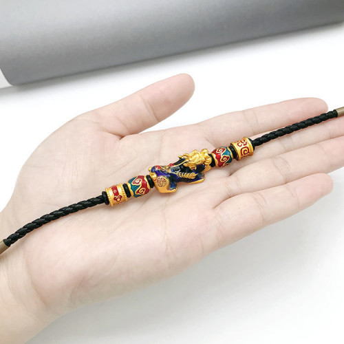 越南沙金串珠手鏈隔珠手工編織配件鍍包金琺瑯配珠手繩路路通男女