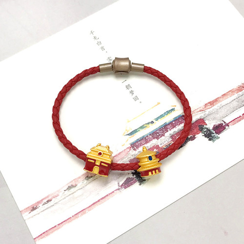 越南沙金串珠手鏈隔珠手工編織配件鍍包金琺瑯配珠手繩路路通男女