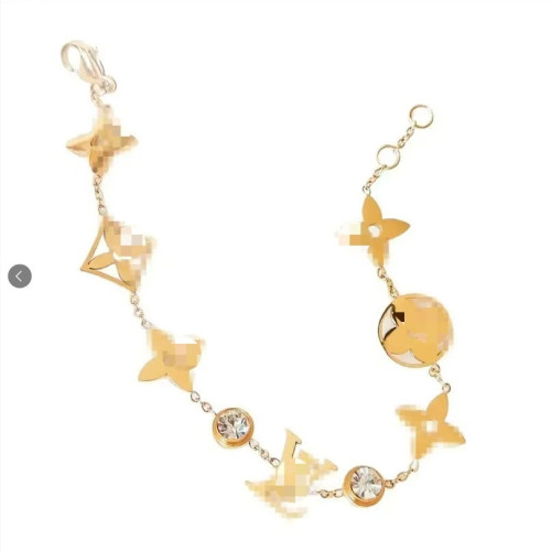 高版驢家V字母手鏈輕奢小衆設計創意手鏈ins氣質四葉花朵手鏈