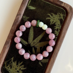 天然老礦紫馬粉水晶和田玉手串新國潮中式女時尚串珠手鏈飾品