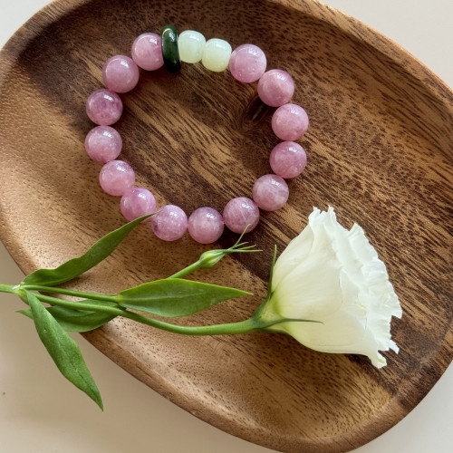 天然老礦紫馬粉水晶和田玉手串新國潮中式女時尚串珠手鏈飾品