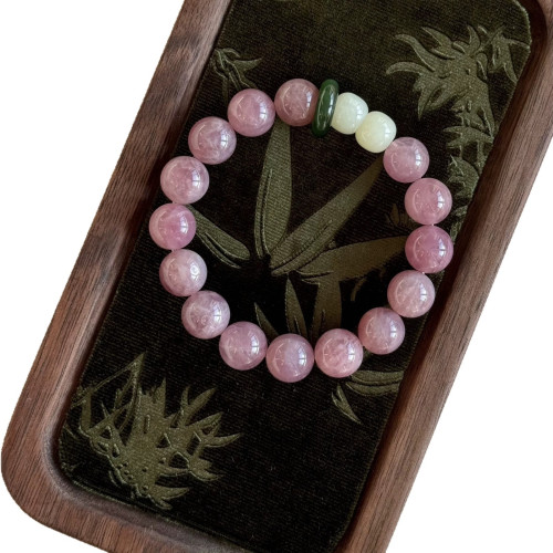 天然老礦紫馬粉水晶和田玉手串新國潮中式女時尚串珠手鏈飾品